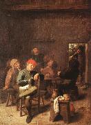 BROUWER, Adriaen Peasants Smoking and Drinking f oil painting reproduction